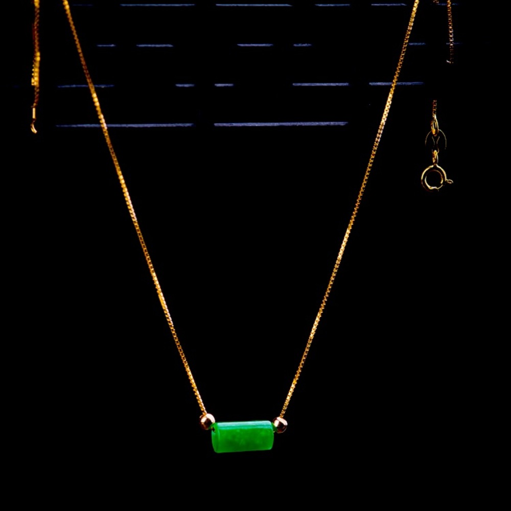 Genuine jade 18k gold necklace